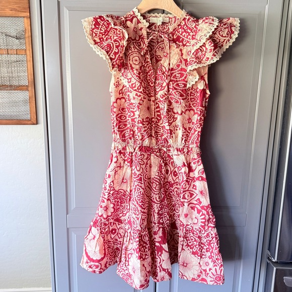 Pinch Dresses & Skirts - Pinch Red and Cream Paisley Ruffle Mini Dress